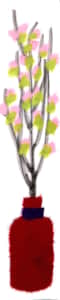 桃の花　貼り絵