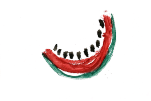 種が飛び出したスイカ！