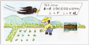 アンコールワットのふもとで田植え、な絵封筒