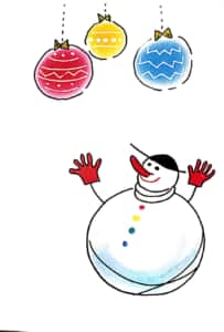 雪だるまのクリスマスカード　お手本その1