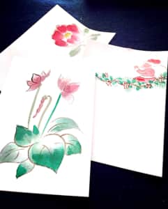 シクラメン、クリスマスカード、寒椿