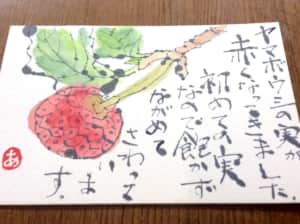 ヤマボウシの実が赤くなってきました。初めての実なので飽かずながめてさわっています。