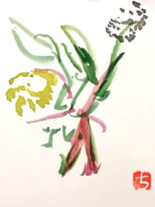 黄色い花の絵手紙