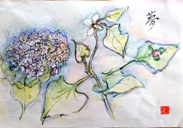 夢　〜紫陽花とドクダミの花〜