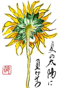 夏の太陽に負けそうな向日葵の花