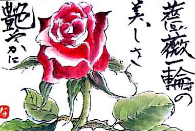 薔薇一輪 絵手紙 交流ひろば てがみ倶楽部絵手紙 交流ひろば てがみ倶楽部