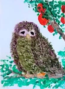 柿の木の中で……