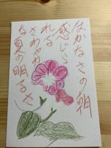はかなさの朝 感じられる さわやかな夏の明るさ 〜朝顔の花の絵手紙〜