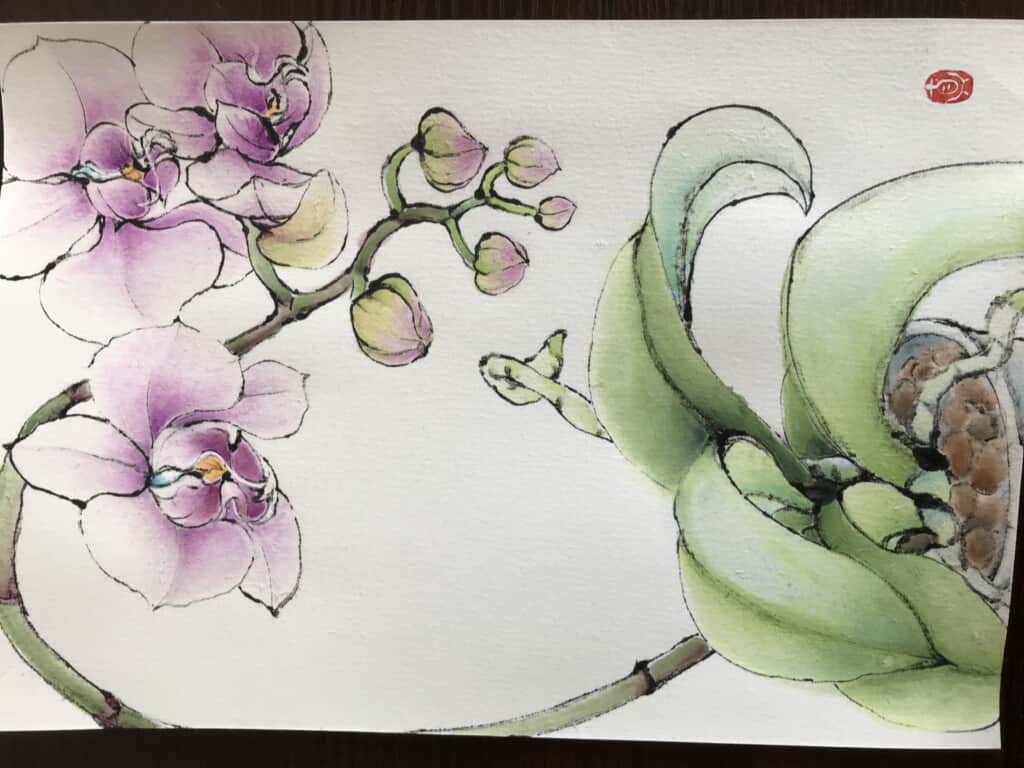 胡蝶蘭　油絵 胡蝶蘭 油絵 胡蝶蘭 – 【京都・宇治】七宝焼絵画制作工房｜七彩工房