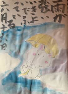 雨が強いいきよいで降っている